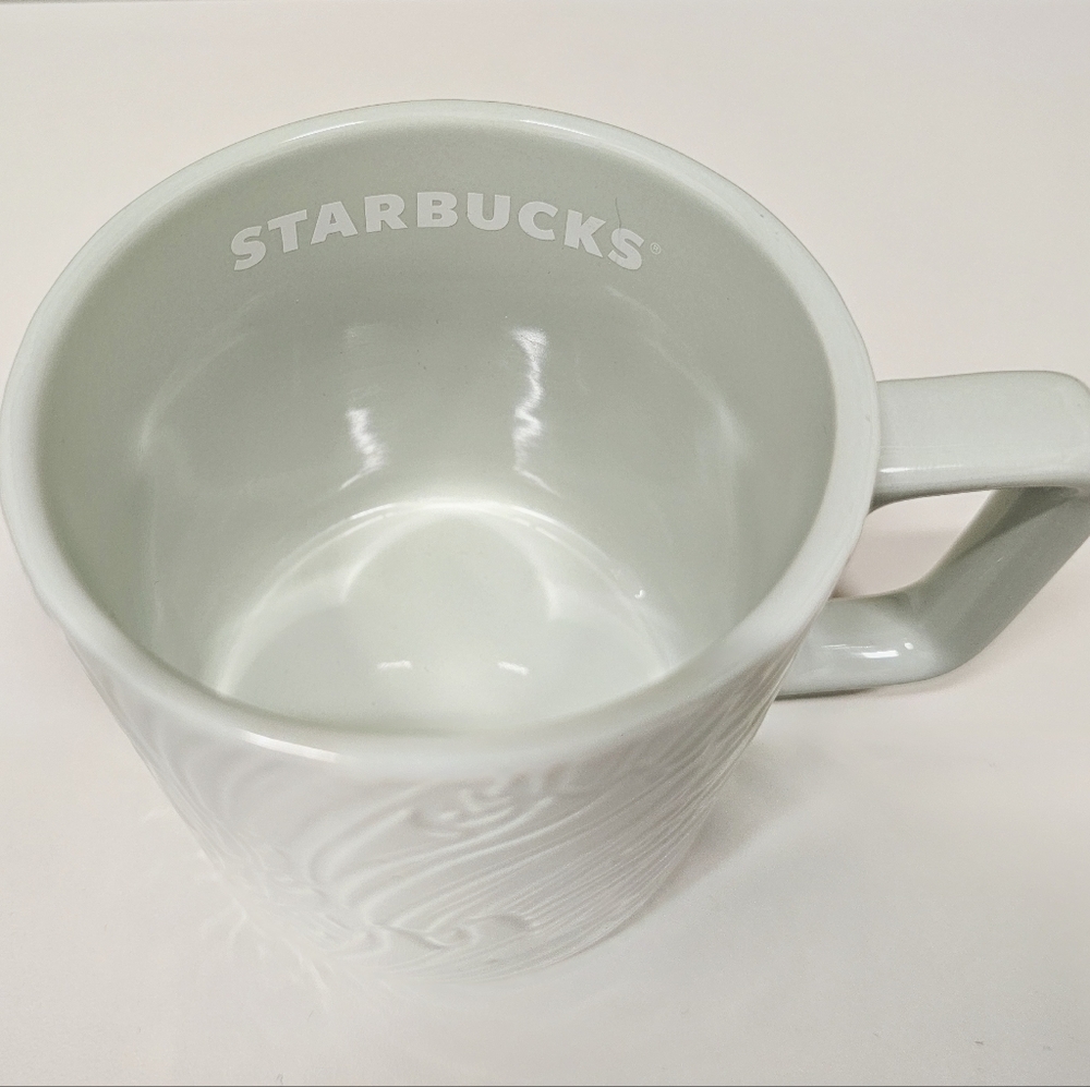 Starbucks 2022 Light Mint Textured Floral Ceramic Anniversary Spring Mug (Set 4)